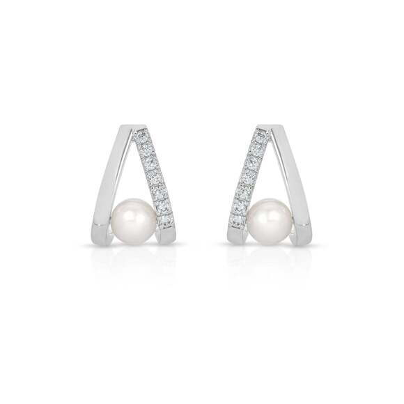 Baltic Born Pavé and Pearl Earrings Size One SizePearl with Silver Plating / One - Picture 4 of 5
